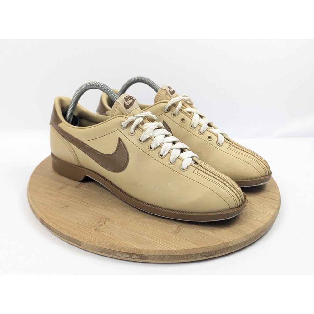 Nike 80s Bowling Shoes Mens Size 8.5 9 Tan Brown Leather Swoosh Rare